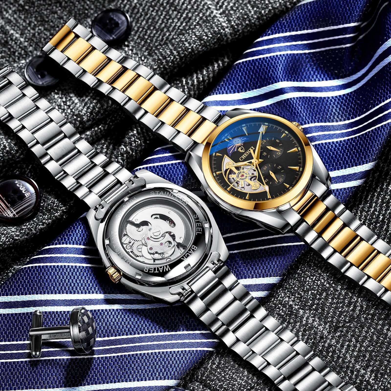 CHENXI Skeleton Automatic Watch Men