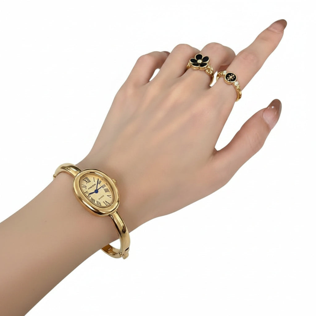 Oval Roman-SUNLIFEX Armbanduhr – Vintage-Eleganz mit zeitlosem Charme