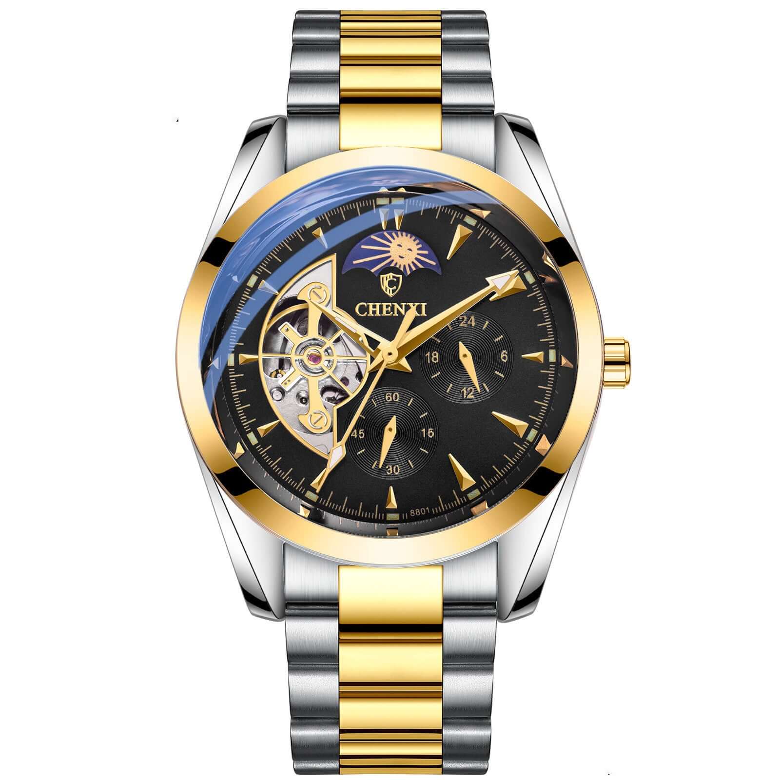 CHENXI Skeleton Automatic Watch Men