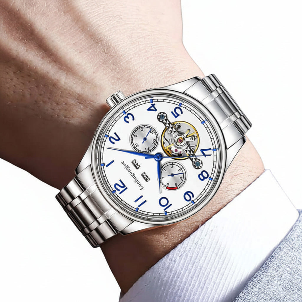 LUOLiNGONGJUE Stainless Steel Mechanical Watch for Men
