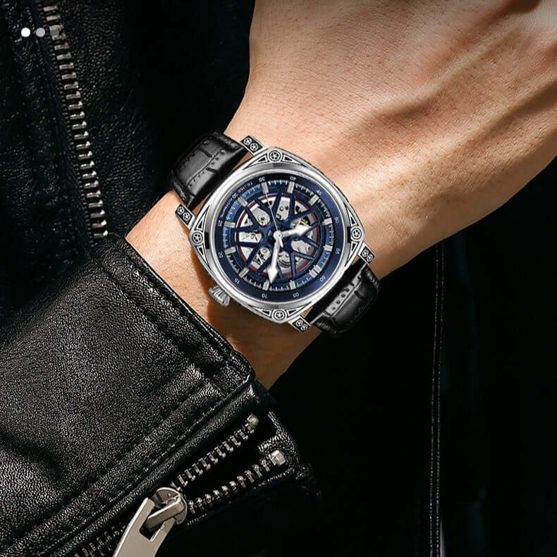 TEVISE Automatic Watch Leather Strap Men