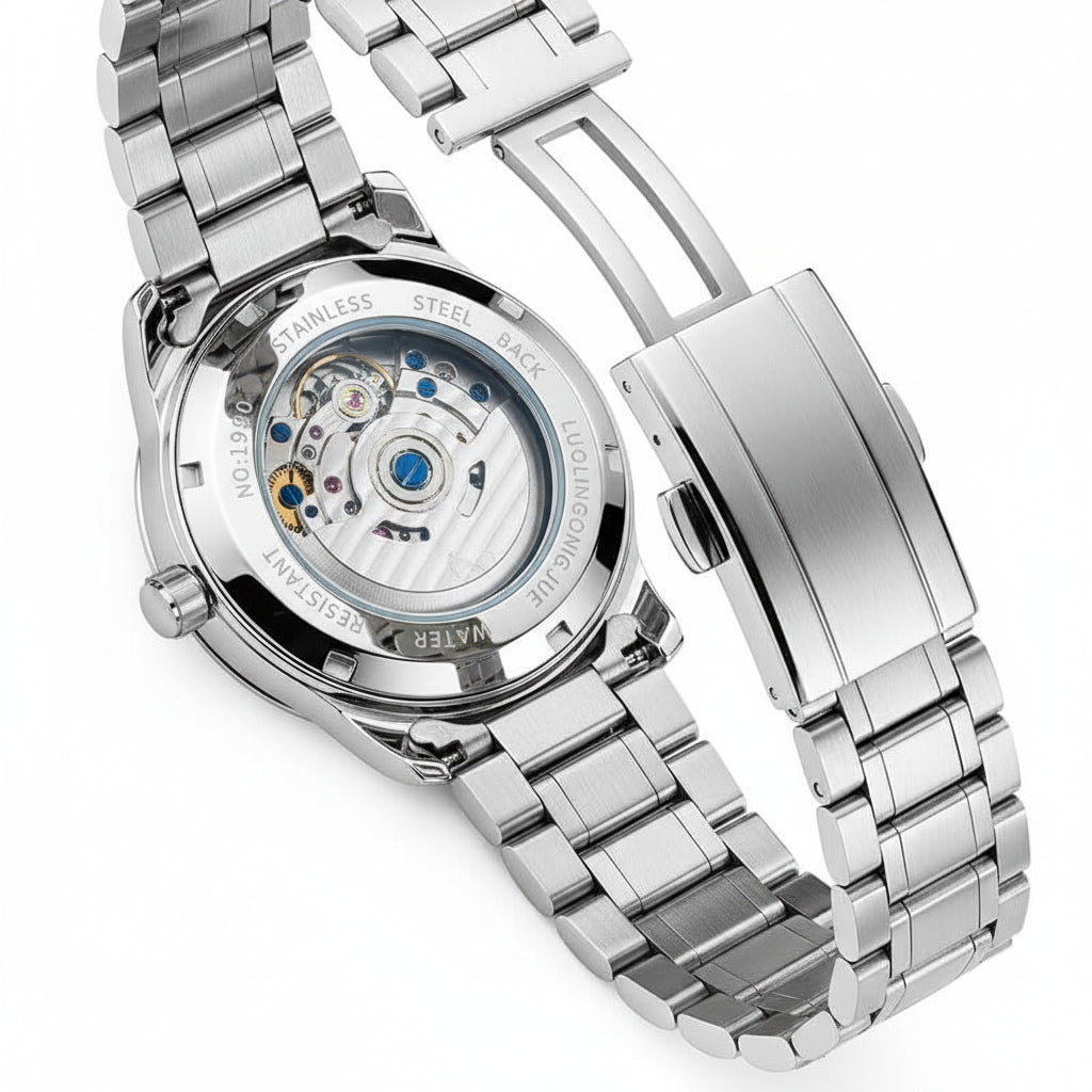 LUOLiNGONGJUE Stainless Steel Mechanical Watch for Men