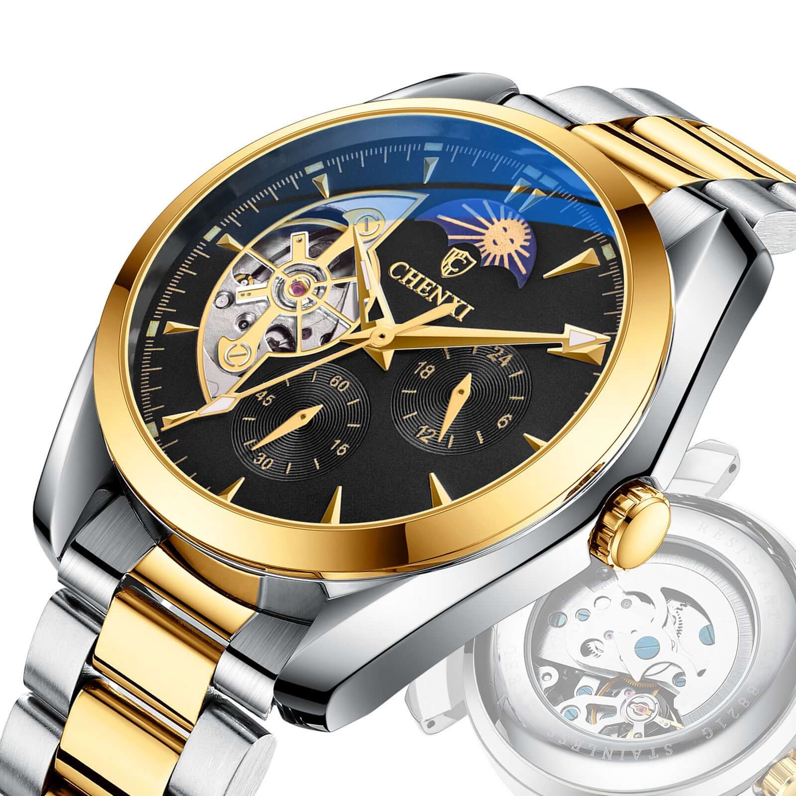 CHENXI Skeleton Automatic Watch Men
