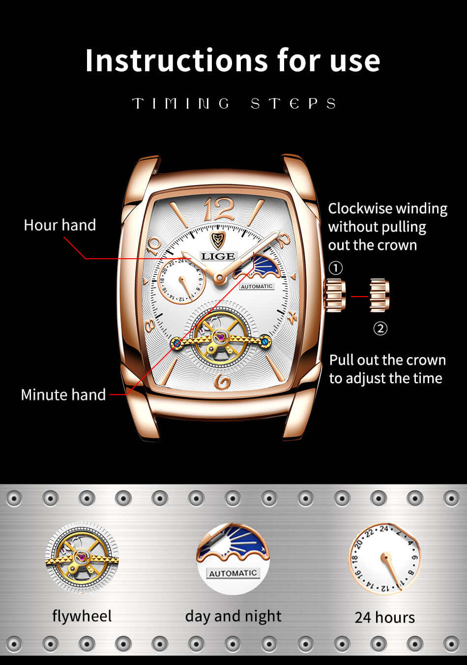LIGE Tourbillon Mechanical Watch for Men