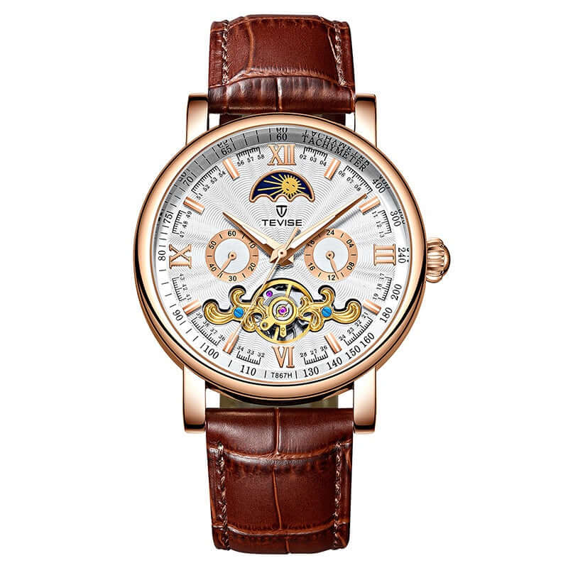 TEVISE Slim Mechanical Watch with Calendar