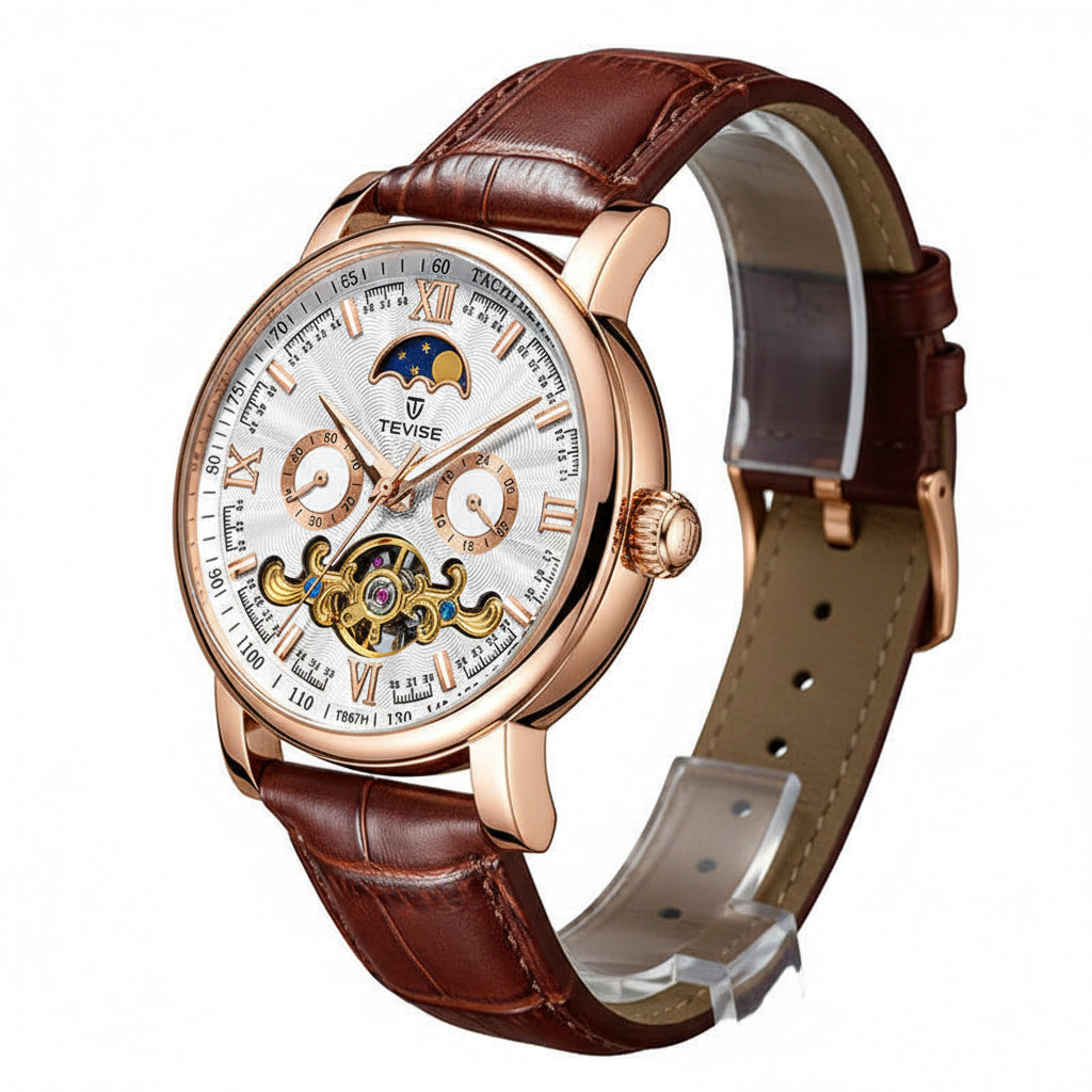TEVISE Slim Mechanical Watch with Calendar